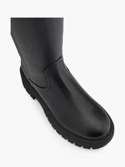 Black Wide Fit Chunky Sole Long Leg Boot