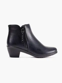 Black Wide Fit Block Heeled Comfort Boot