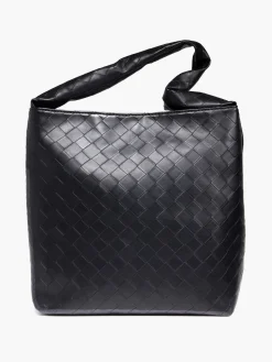 Black Woven Detailed Tote Bag