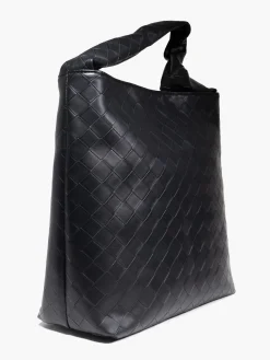 Black Woven Detailed Tote Bag