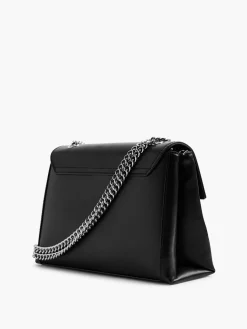 Black Woven Textured Shoulder Bag