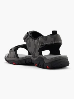 Black/Grey/Red Camouflage Twin Strap Sandals