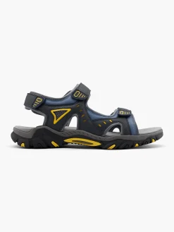 Black/Grey/Yellow Twin Strap Sandals