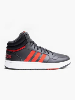 Black/Red Hoops 3.0 Mid Trainers