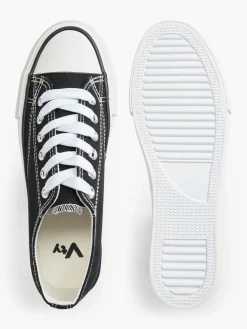 Black/White Canvas Lace Up Trainers