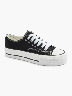 Black/White Canvas Lace Up Trainers