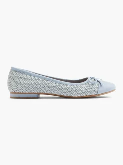 Blue Woven Textured Ballerina