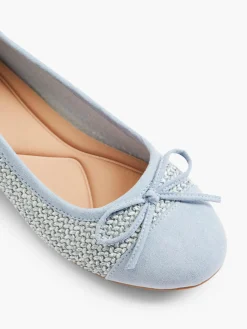 Blue Woven Textured Ballerina