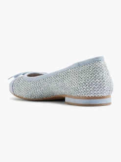 Blue Woven Textured Ballerina