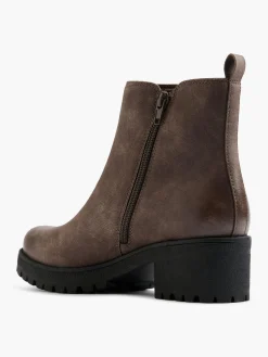 Brown Ankle Boot with Zip Pull