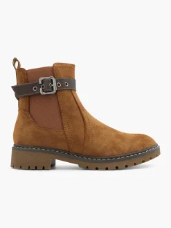 Brown Classic Chelsea Boot with Buckle Strap Detail