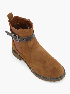 Brown Classic Chelsea Boot with Buckle Strap Detail