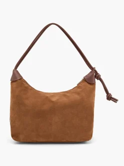 Brown Faux Suede Fringed Shoulder Bag