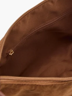 Brown Faux Suede Fringed Shoulder Bag