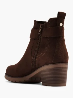 Brown Heeled Chelsea Boot with Buckle Detail