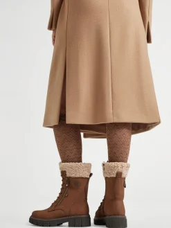 Brown Lace Up Boot with Faux Fur Lining