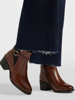 Brown Leather Ankle Boot with Strap