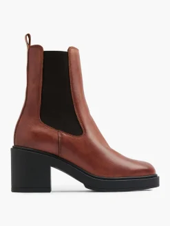 Brown Leather Heeled Chelsea Boot