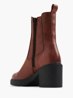 Brown Leather Heeled Chelsea Boot