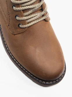 Brown Leather Lace Up Casual Boots