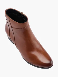 Brown Leather Panelled Mini Boot