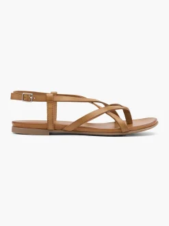 Brown Leather Simple Strapped Sandal