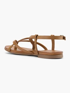 Brown Leather Simple Strapped Sandal