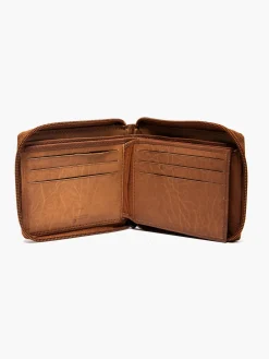 Brown Leather Zip JCB Wallet