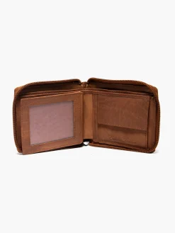 Brown Leather Zip JCB Wallet