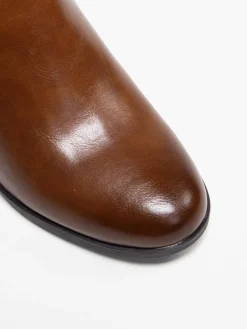 Brown Panelled Ankle Boot with Buckle Detailing