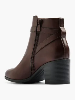 Brown Panelled Ankle Boot with Ankle Strap Detail
