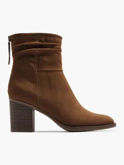 Brown Ruched Ankle Boot