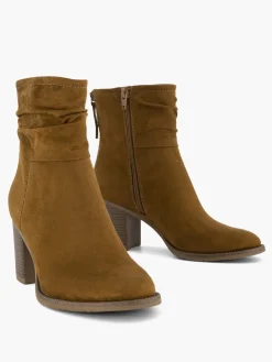 Brown Ruched Ankle Boot