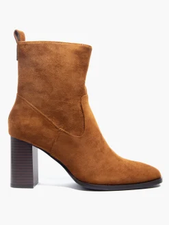 Brown Suede Classic Block Heeled Ankle Boot