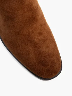 Brown Suede Classic Block Heeled Ankle Boot