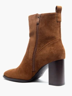 Brown Suede Classic Block Heeled Ankle Boot