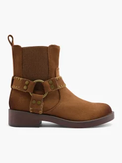 Brown Whipstitch Harness Detail Chelsea Boot