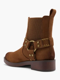 Brown Whipstitch Harness Detail Chelsea Boot