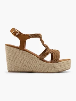 Brown Woven Strap Wedge Heels