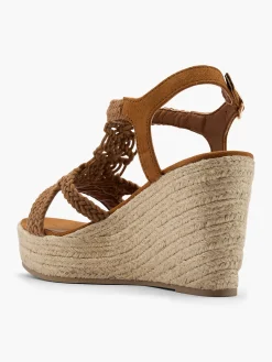 Brown Woven Strap Wedge Heels