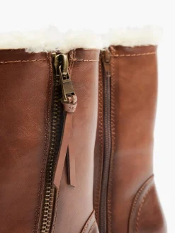 Brown Zip Fur Lined Boot