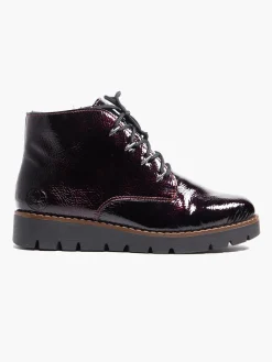 Burgundy Low Wedge Lace Up Boot