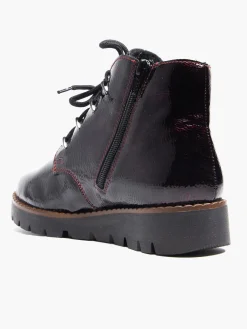 Burgundy Low Wedge Lace Up Boot