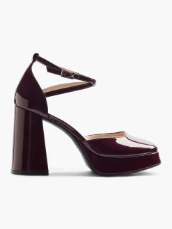 Burgundy Platform Heel with Ankle Strap
