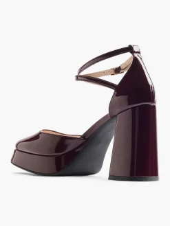 Burgundy Platform Heel with Ankle Strap