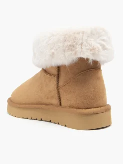 Camel Faux Fur Collared Boot with Aztec Detail