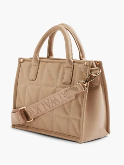 Camel Quilted Tote Bag with Adjustable Shoulder Strap