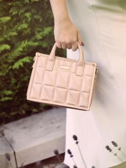 Camel Quilted Tote Bag with Adjustable Shoulder Strap