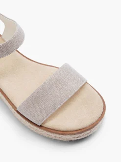 Champagne Glittery Platform Sandal with Ankle Strap