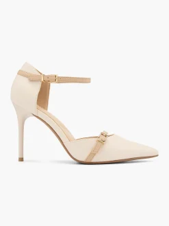 Cream Ankle Strap Heel